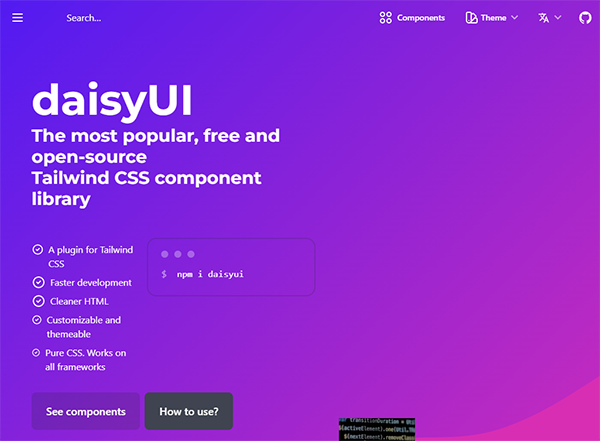 daisyUI:n kotisivu